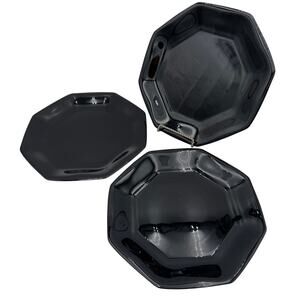 Vintage Salad Plates in Black Octime by Arcoroc Set of 3, 7.25"